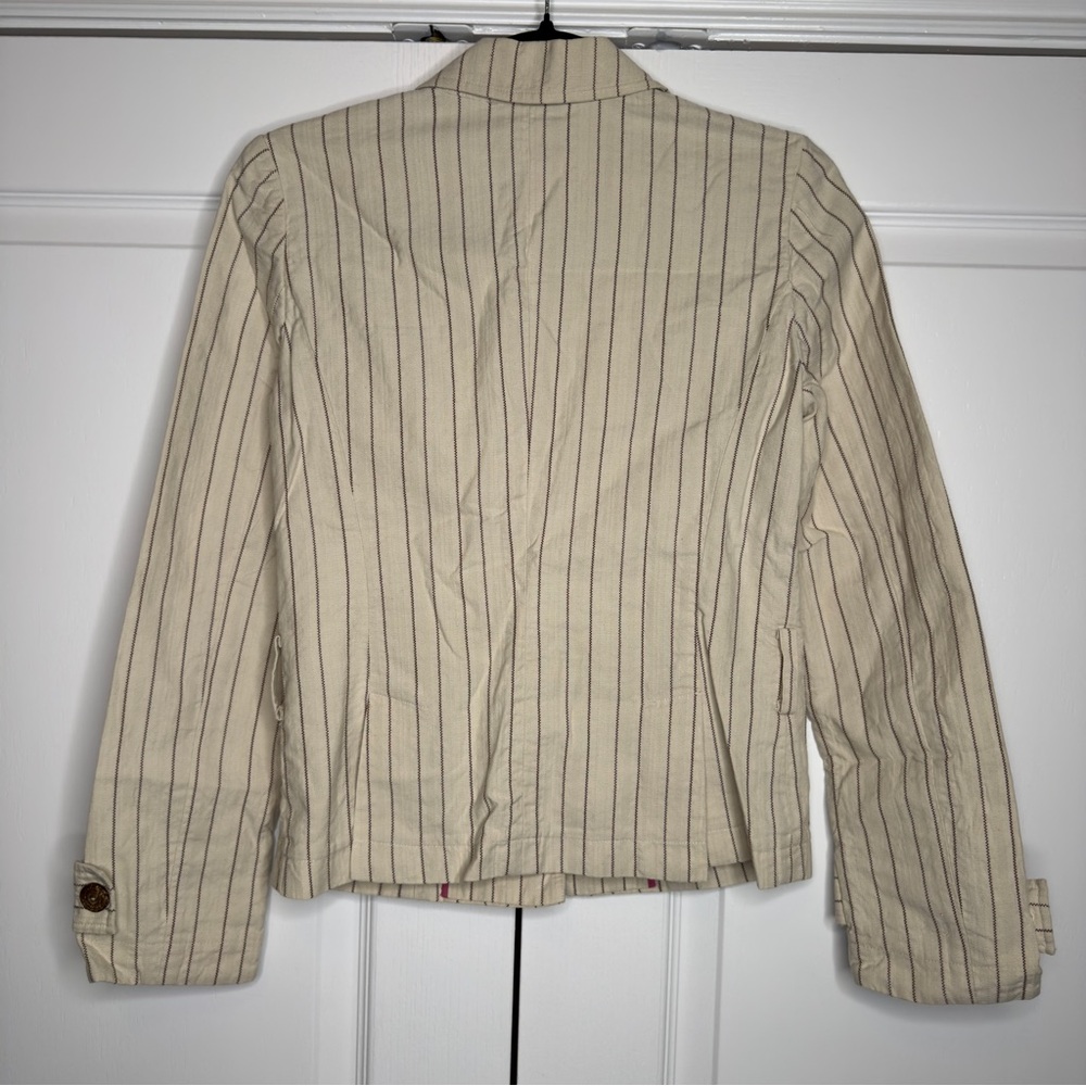 Tibi Women’s Striped Cotton Blazer‎ Jacket Beige Brown Button Front Size 2 - Picture 10 of 12